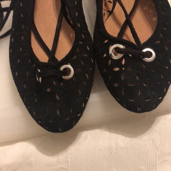 Halogen Lace Up Leather Cut Out Ballerina Flats Size 6 - Picture 4 of 7